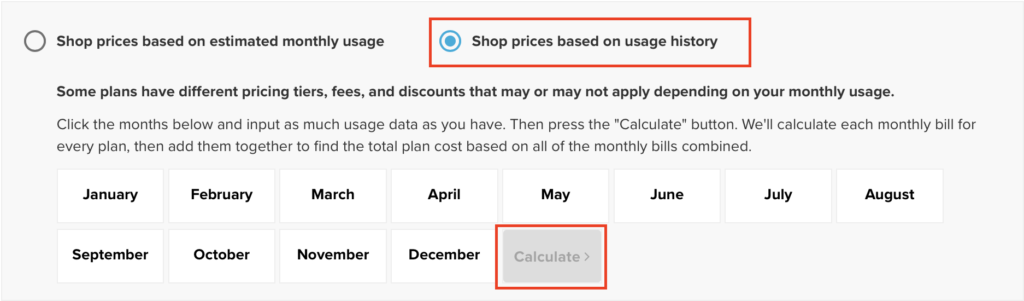 Usage Based Light Company Price Shopping